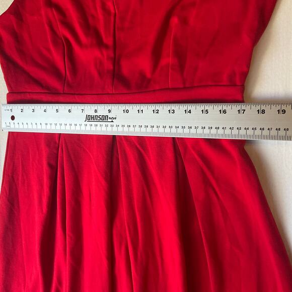 C Women Sexy Dress size XL fits like size L Red V-neck Knee Length Back Bow - Picture 7 of 13